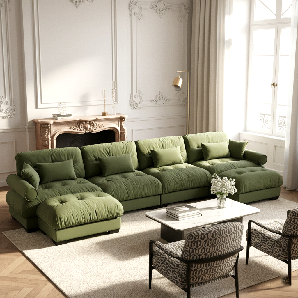 Napa 166" U-Shaped Modular Velvet Upholstered Sectional Sofa with 2 Movable Ottomans