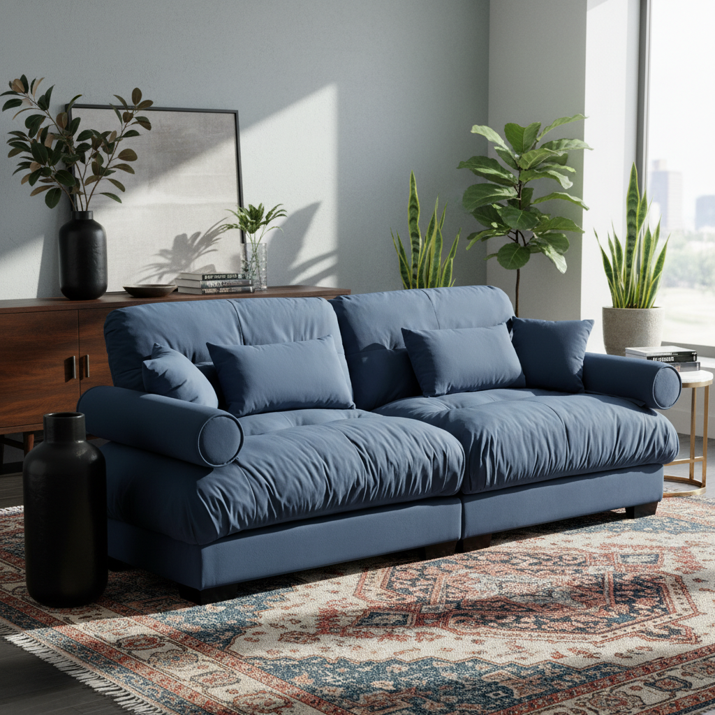 Napa 94" Modular Velvet Upholstered 2-Seater Sofa with Bolstered Armrests