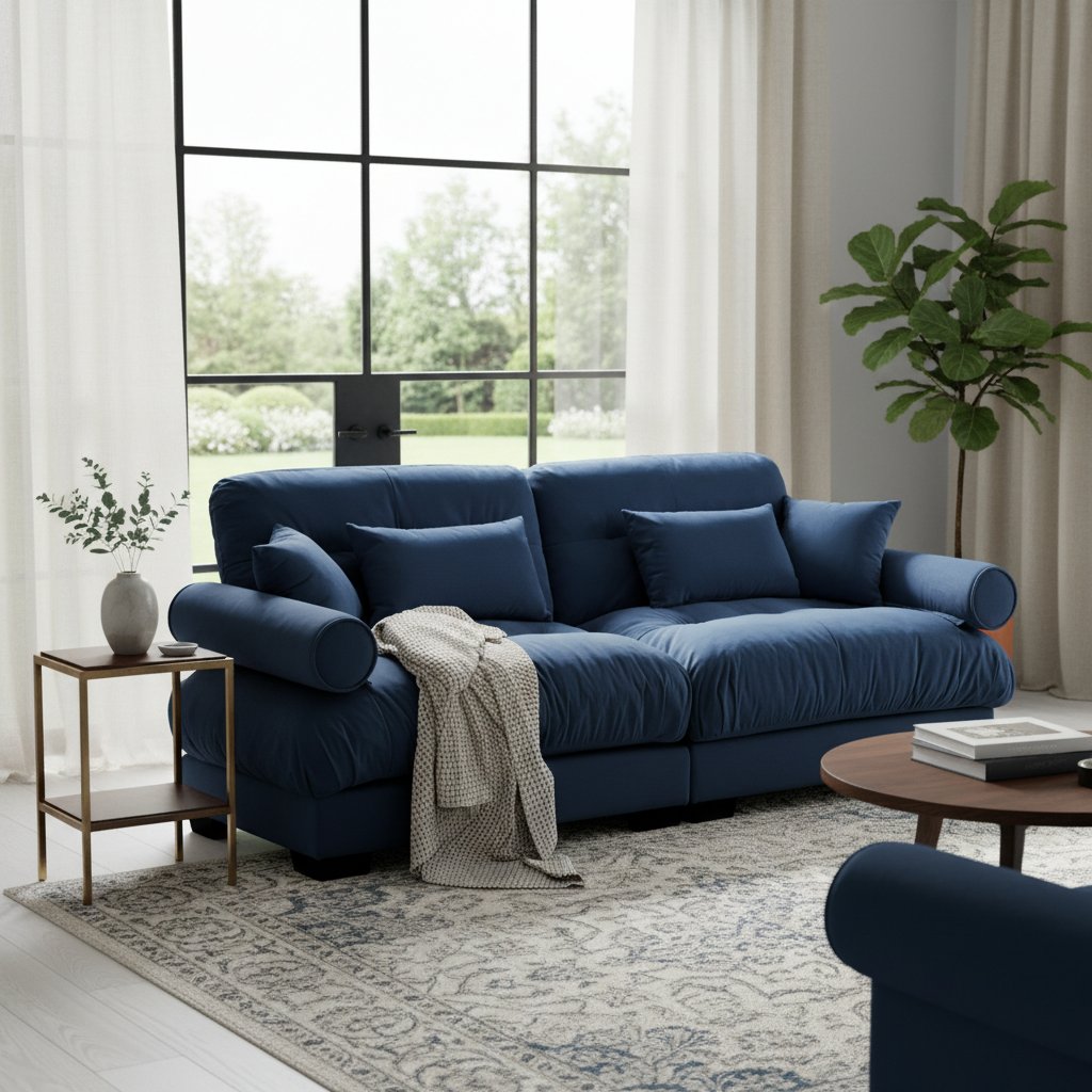 Napa 94" Modular Velvet Upholstered 2-Seater Sofa with Bolstered Armrests