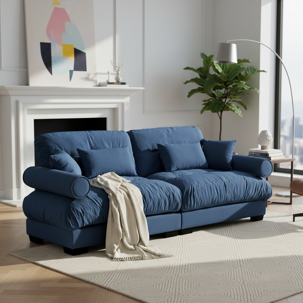 Napa 94" Modular Velvet Upholstered 2-Seater Sofa with Bolstered Armrests