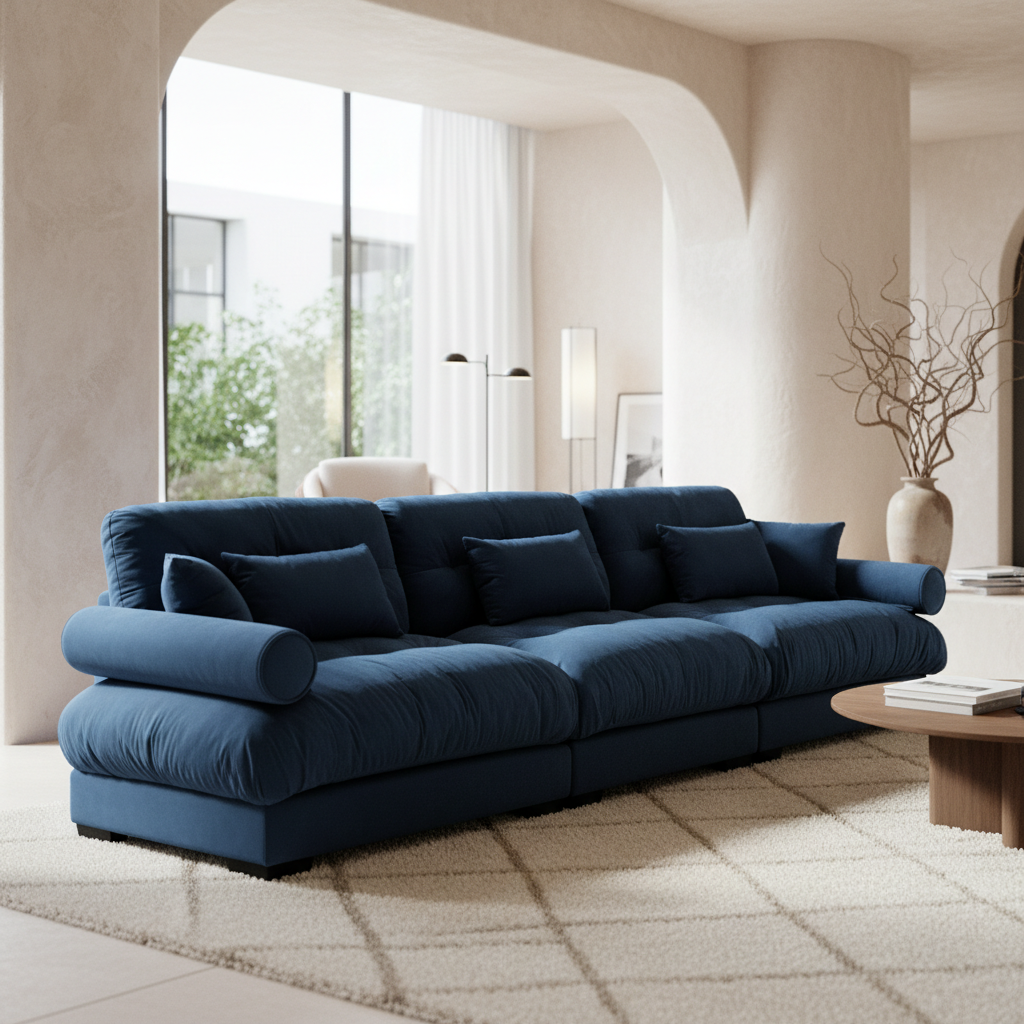 Napa 130" Modular Velvet Upholstered Oversized 3-Seater Sofa Couch