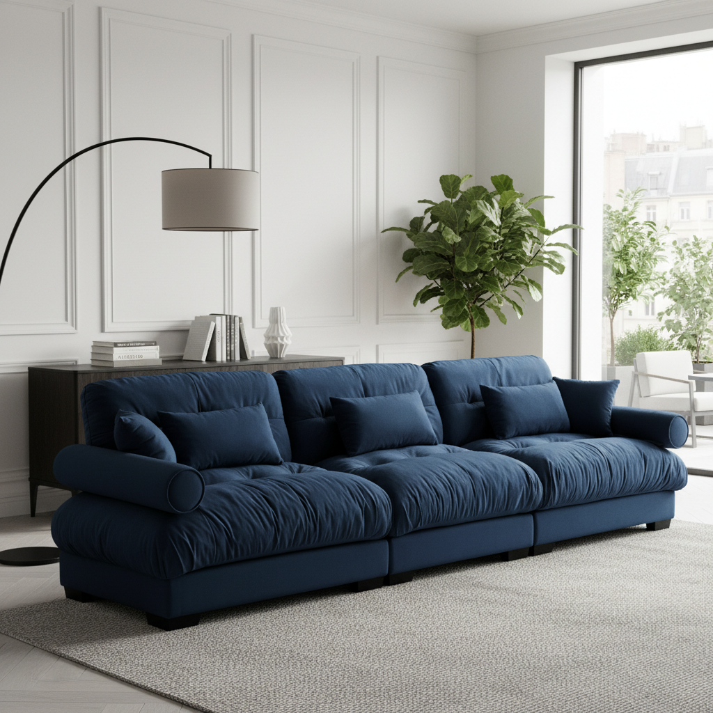 Napa 130" Modular Velvet Upholstered Oversized 3-Seater Sofa Couch