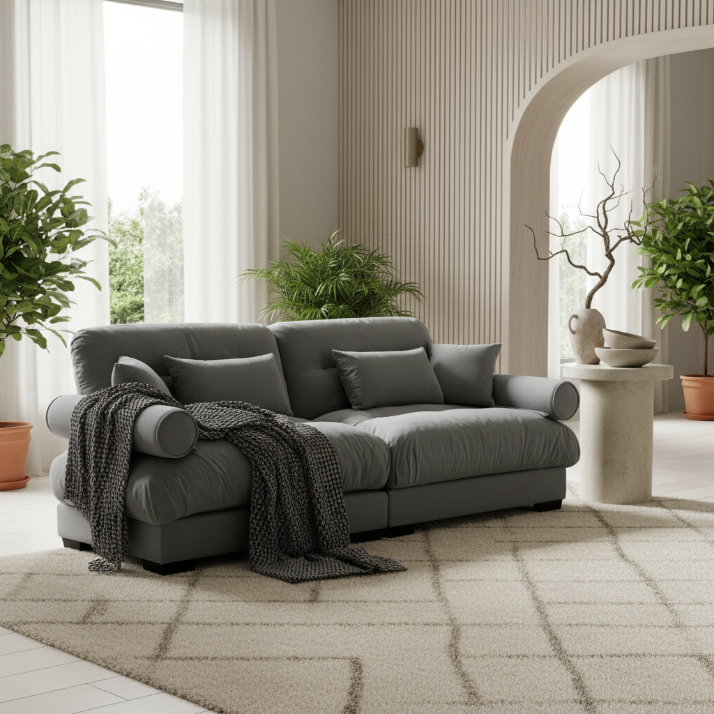 Napa 94" Modular Velvet Upholstered 2-Seater Sofa with Bolstered Armrests
