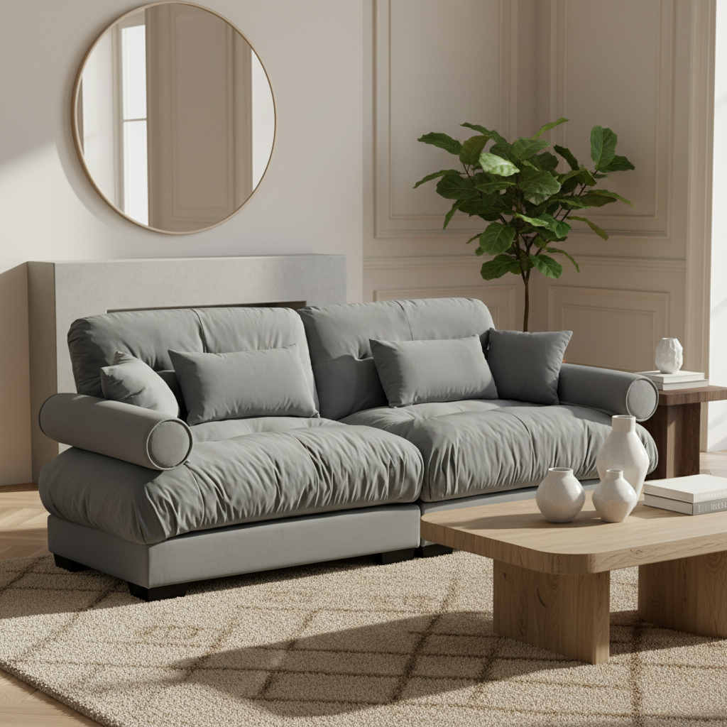 Napa 94" Modular Velvet Upholstered 2-Seater Sofa with Bolstered Armrests