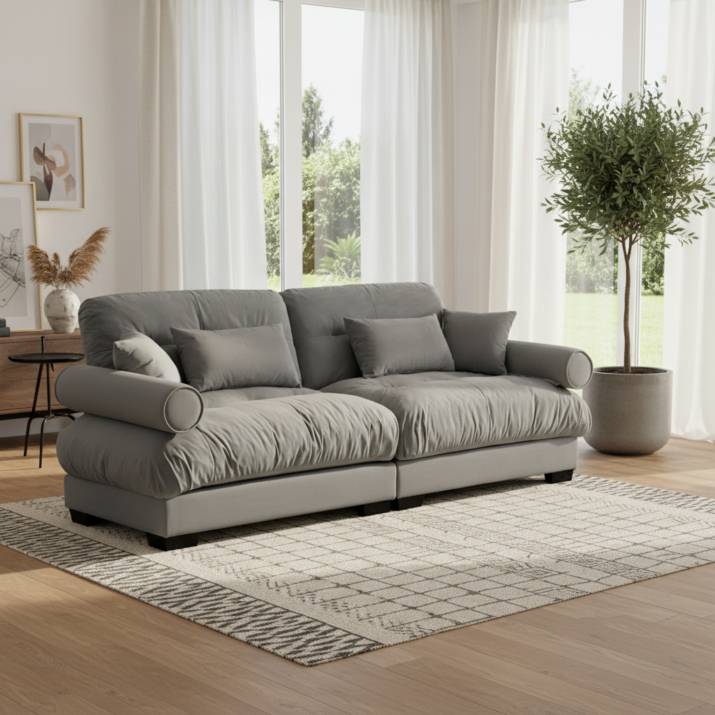 Napa 94" Modular Velvet Upholstered 2-Seater Sofa with Bolstered Armrests