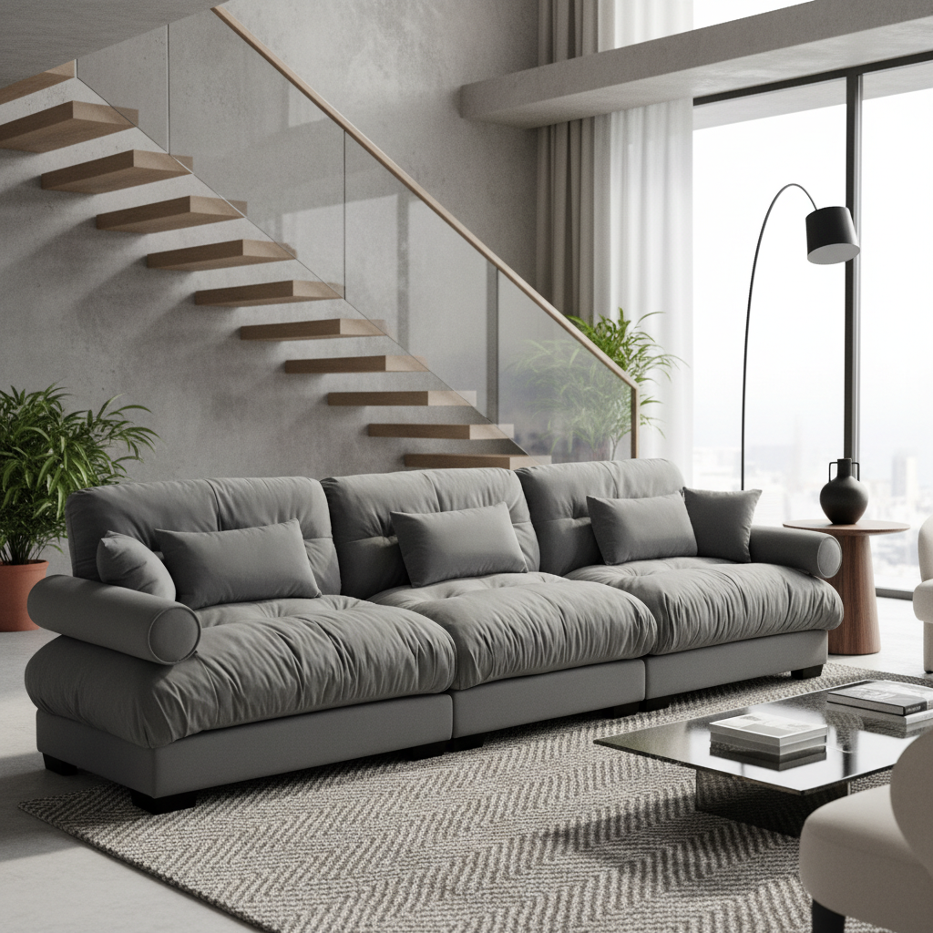 Napa 130" Modular Velvet Upholstered Oversized 3-Seater Sofa Couch