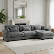 Napa 130” Modular Velvet Upholstered L-Shaped Sectional Sofa with Bolstered Armrests