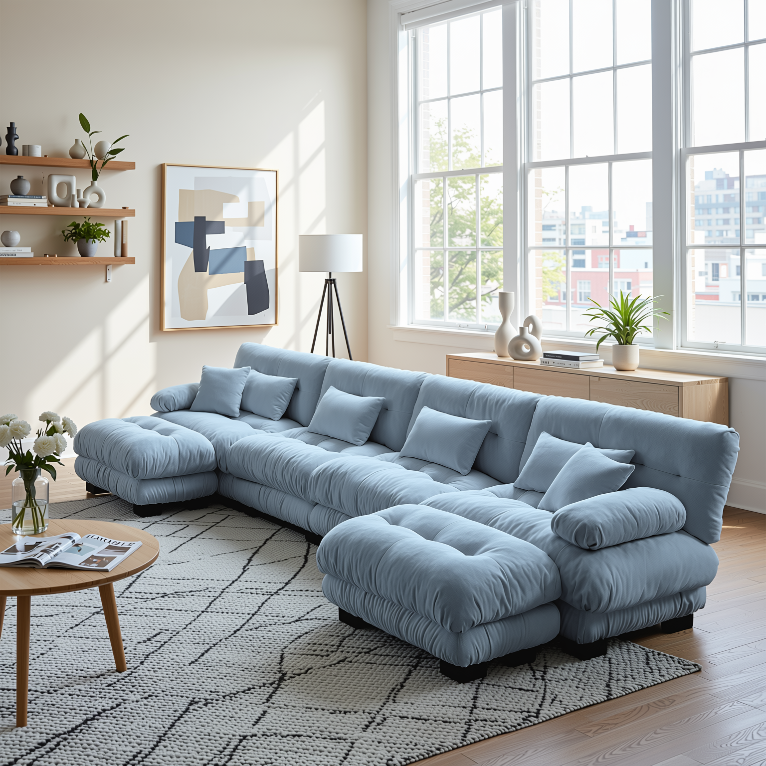 Monterey 173" Oversized Modular Chenille U-Shaped Cloud Sectional Sofa with 2 Ottomans