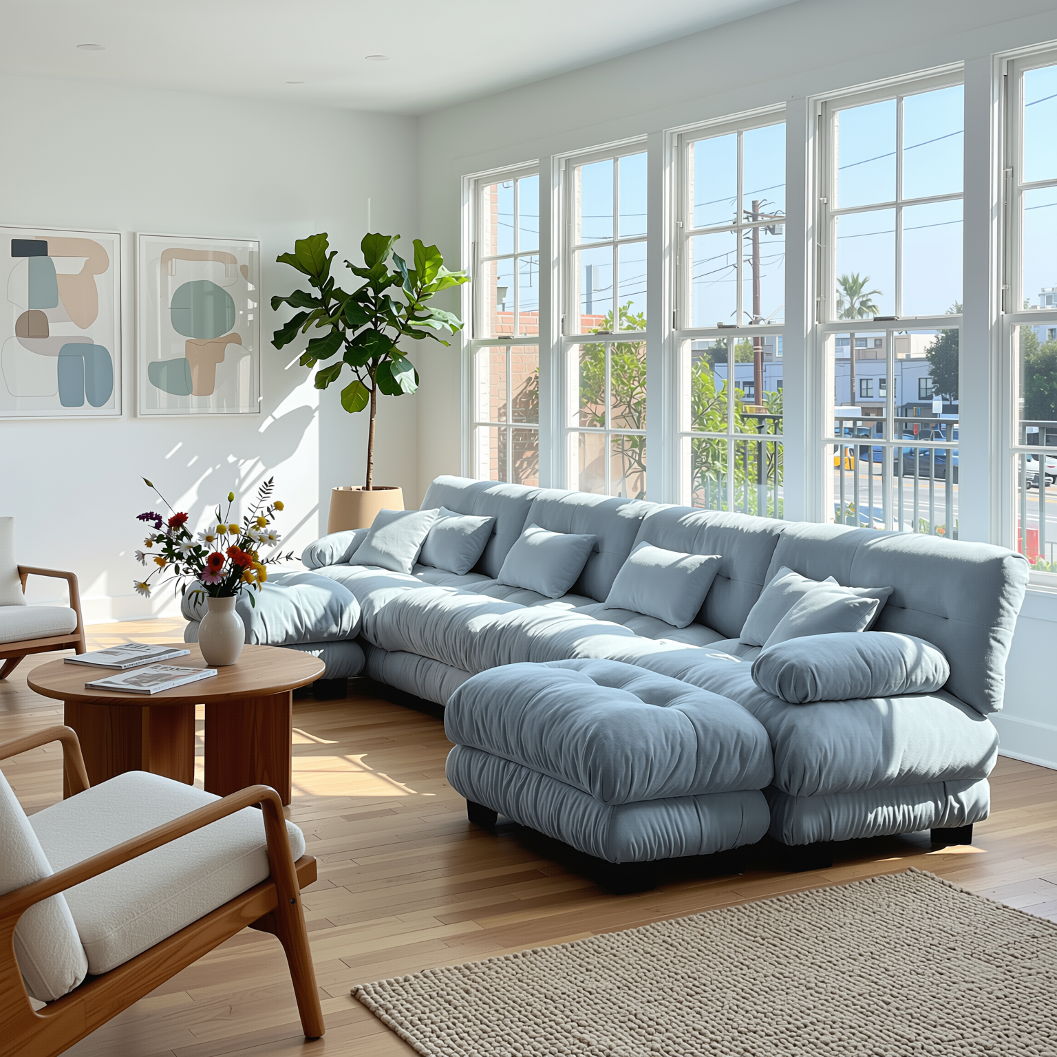 Monterey 173" Oversized Modular Chenille U-Shaped Cloud Sectional Sofa with 2 Ottomans