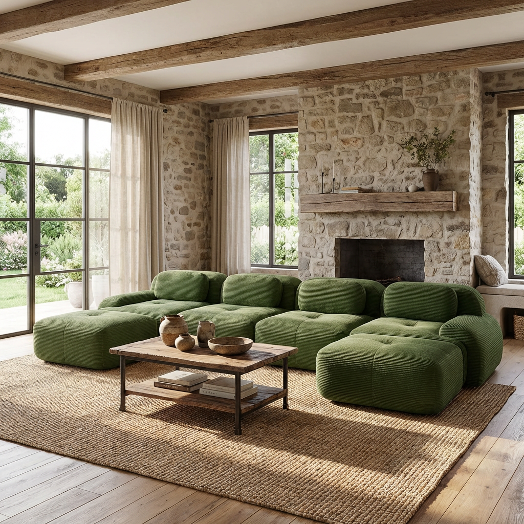 Anchorage 152" Modular Corduroy U-Shaped Sectional Sofa with Extra-Wide Armrests