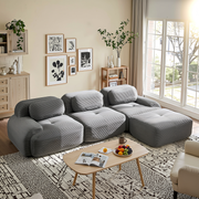 Anchorage 116" Modular Corduroy Cloud L-Shaped Sectional Sofa with Ottoman