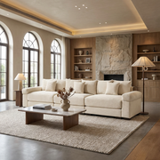 Albany 130" Modular Corduroy Cloud 4-Seater Sofa with Extra-Thick Armrests