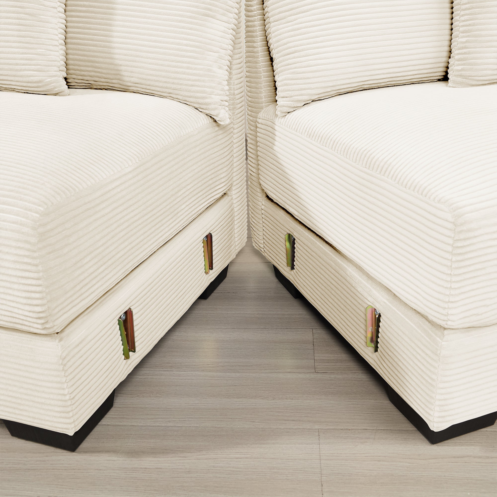 Albany 130" Modular Corduroy Cloud U-Shaped Sectional Sofa with Ottomans