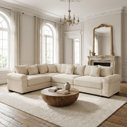Albany 130" Corduroy Modular L-Shaped Sectional Sofa with Throw Pillows