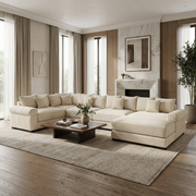 Albany 155" Modular Corduroy Oversized Cloud U-Shaped Sectional Sofa with Ottoman