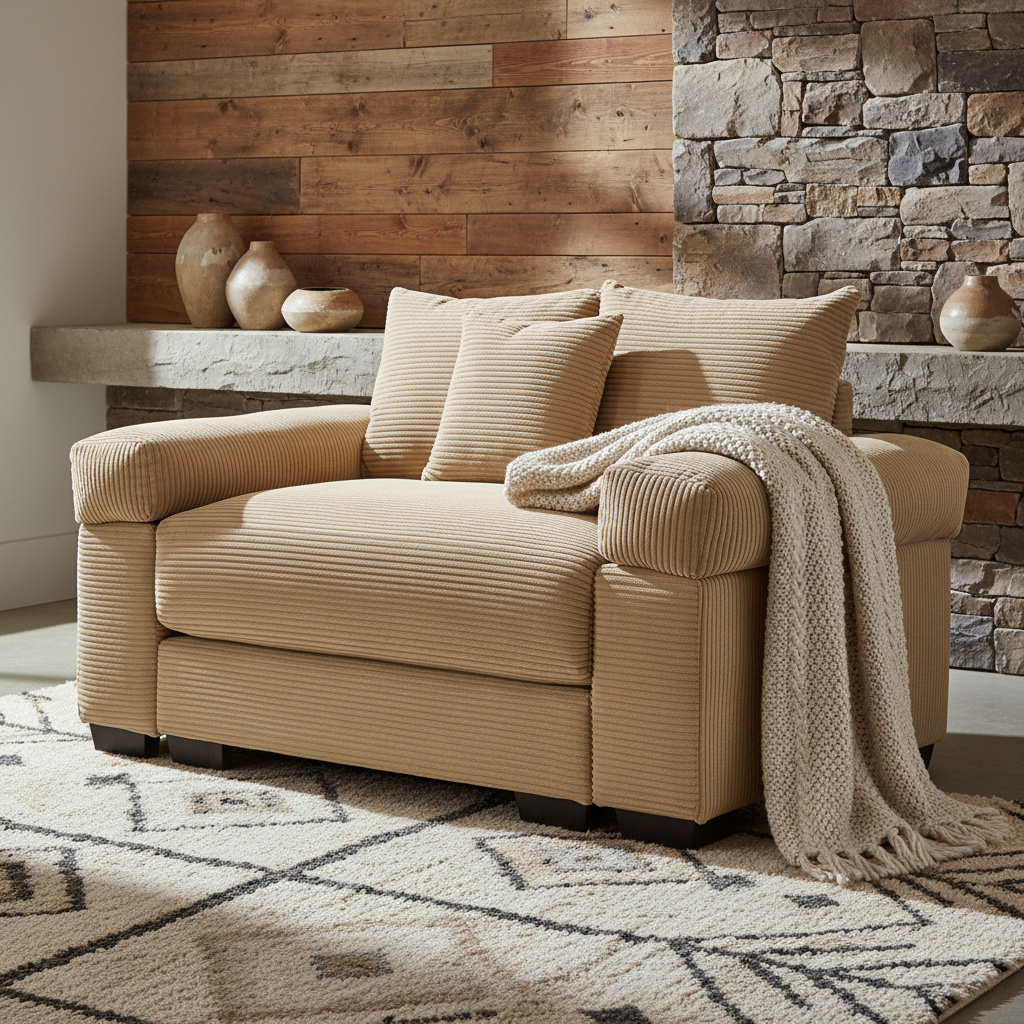 Albany 54.3" 1 Piece Oversized Corduroy Modular Armchair