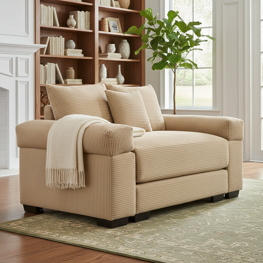 Albany 54.3" 1 Piece Oversized Corduroy Modular Armchair