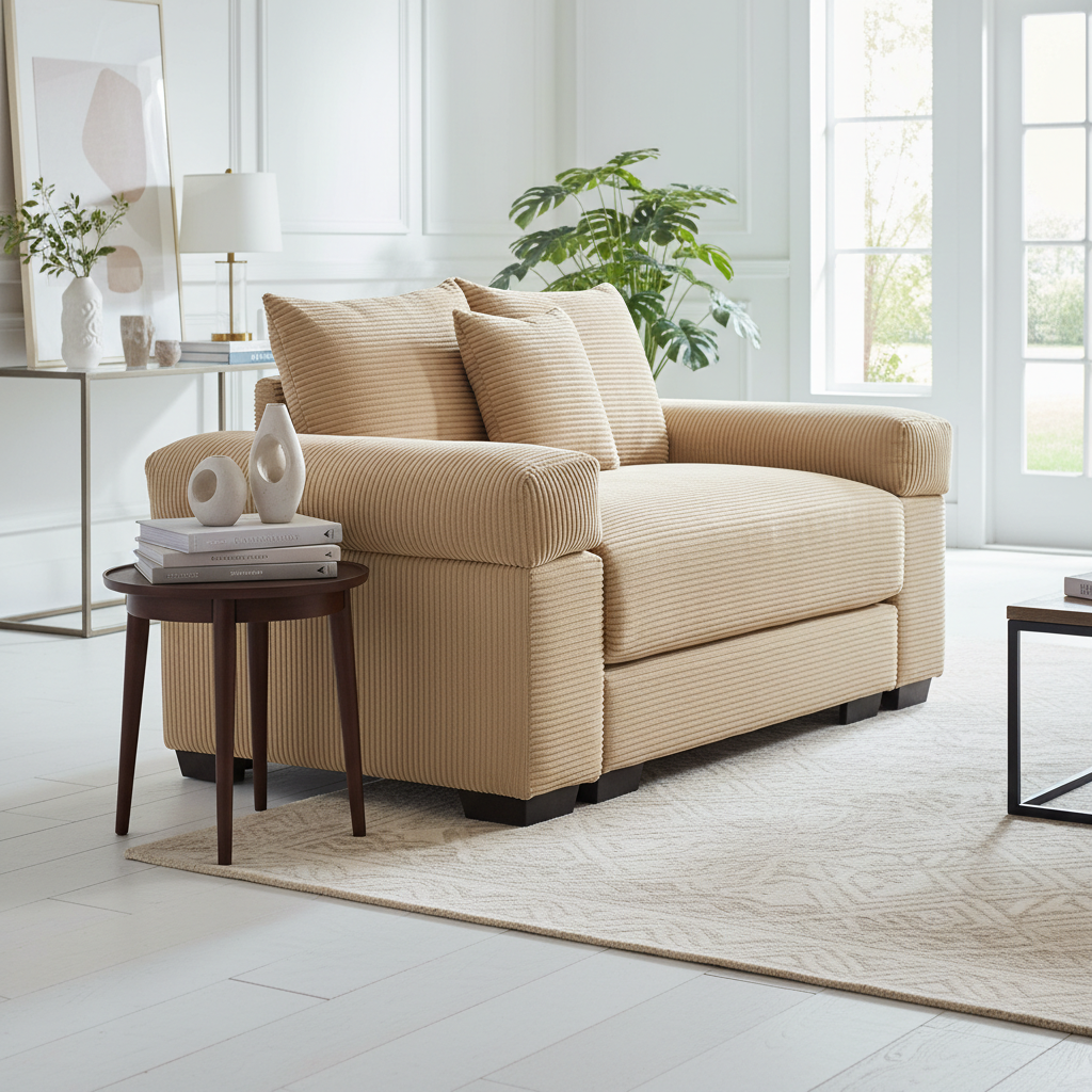 Albany 54.3" 1 Piece Oversized Corduroy Modular Armchair