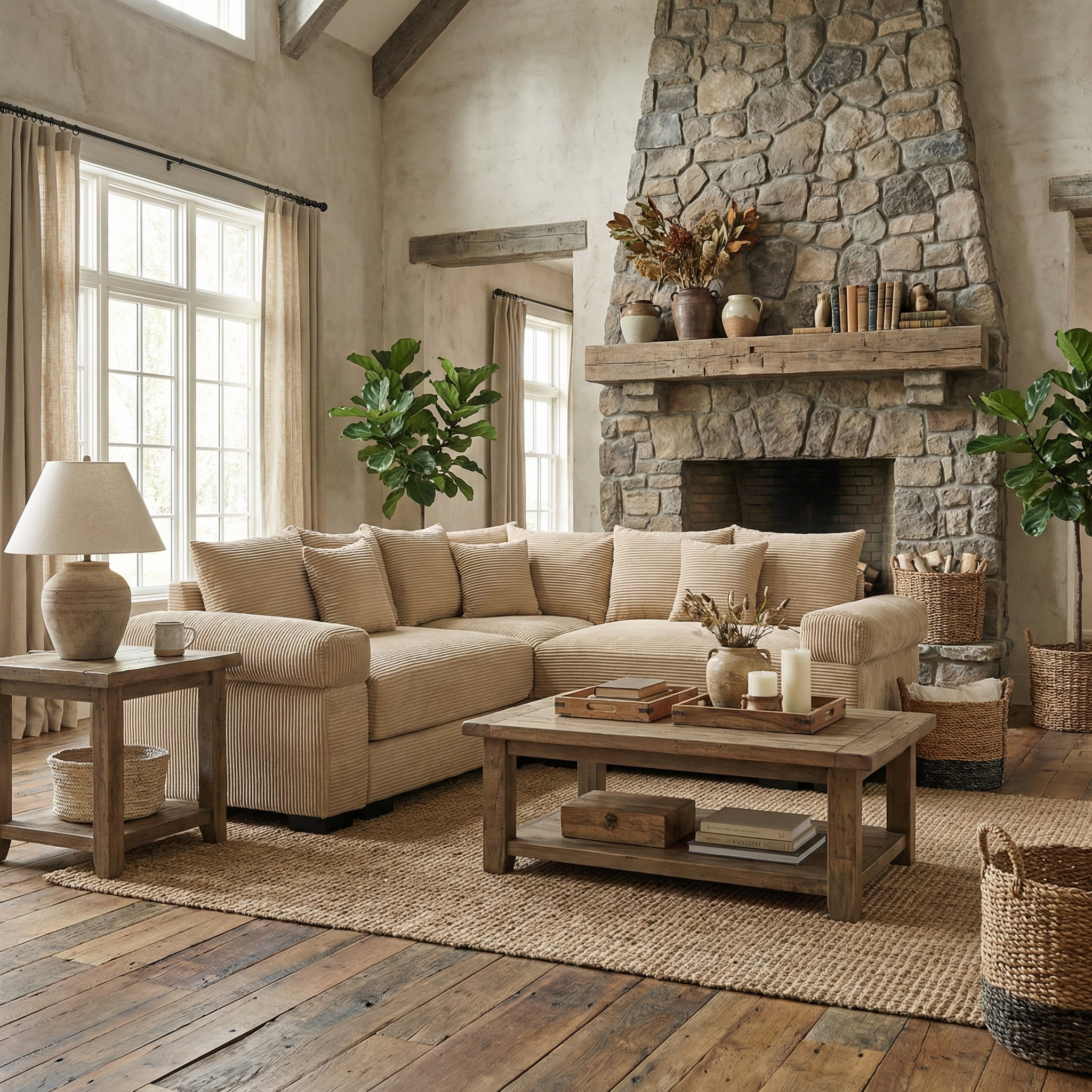 Albany 79" 3 Pieces Corduroy Modular Corner Sectional Sofa