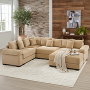 Albany 117" Oversized 5 Pieces Corduroy Modular Corner Sectional Sofa with Ottoman