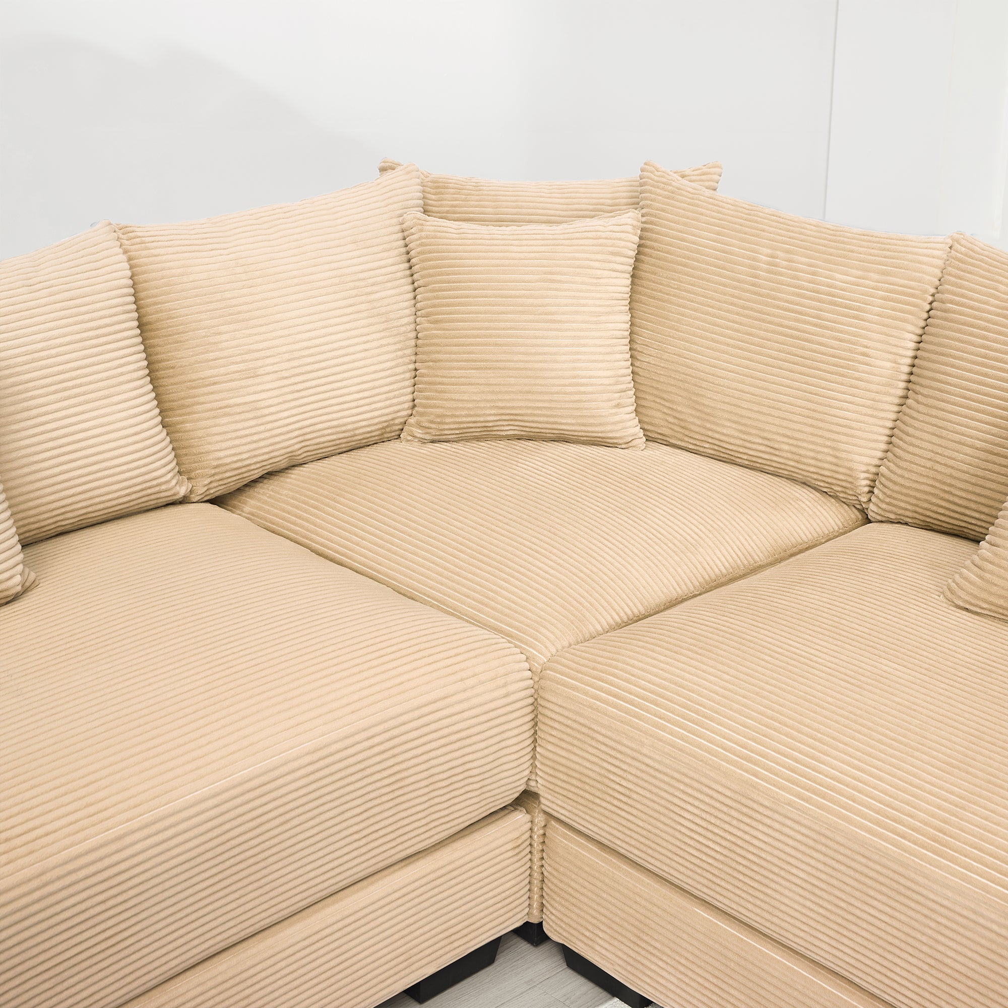 Albany 138" Oversized 7 Pieces Modular Corduroy U-Shaped Sectional Sofa with Ottoman