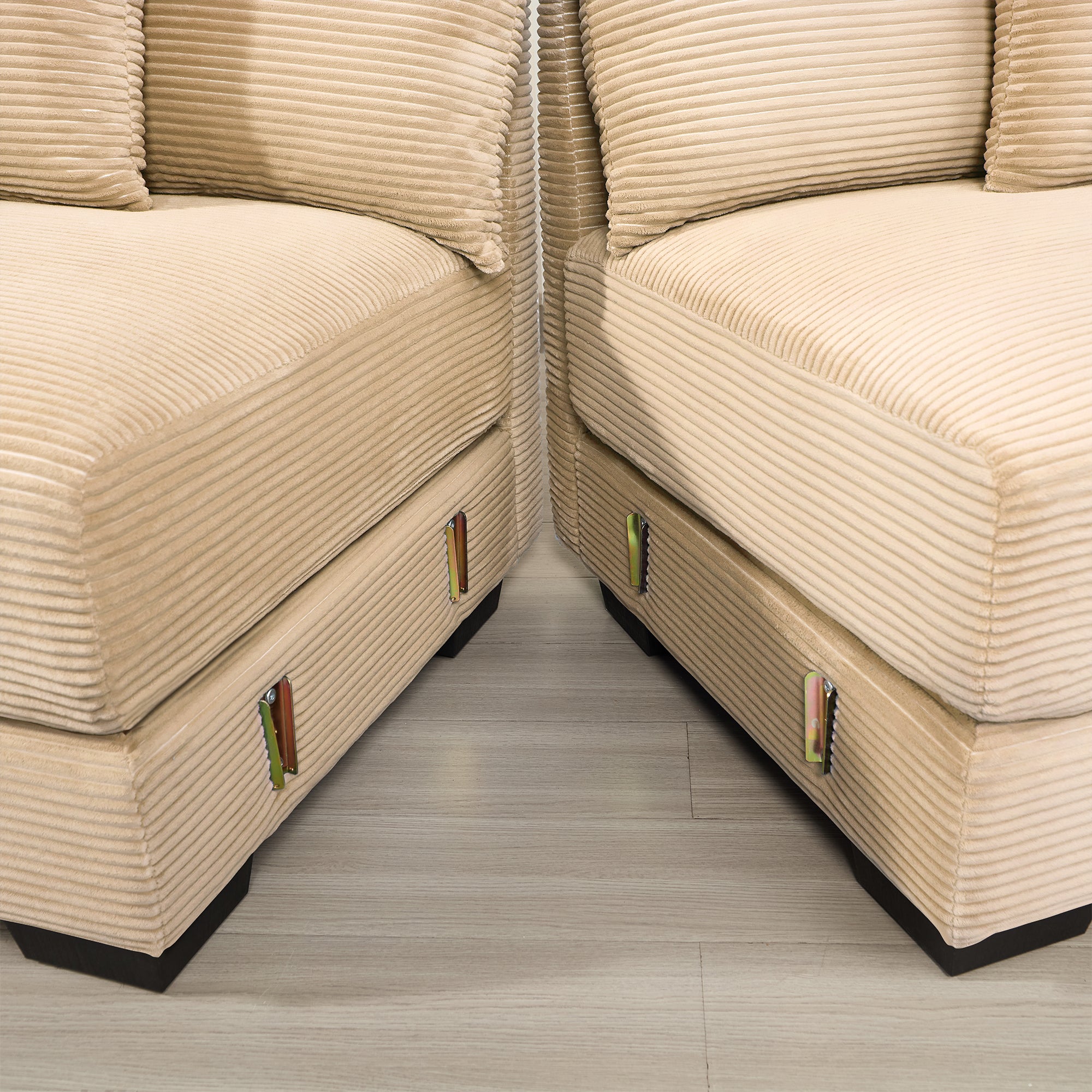 Albany 138" Oversized 7 Pieces Modular Corduroy U-Shaped Sectional Sofa with Ottoman