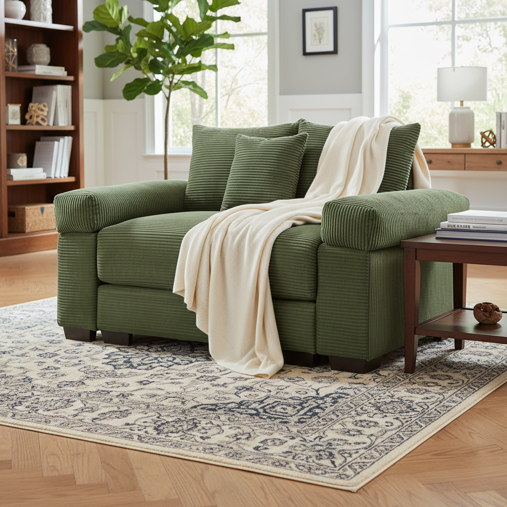 Albany 54.3" 1 Piece Oversized Corduroy Modular Armchair