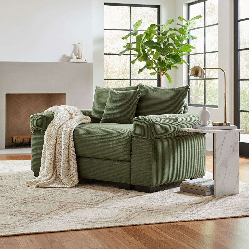Albany 54.3" 1 Piece Oversized Corduroy Modular Armchair