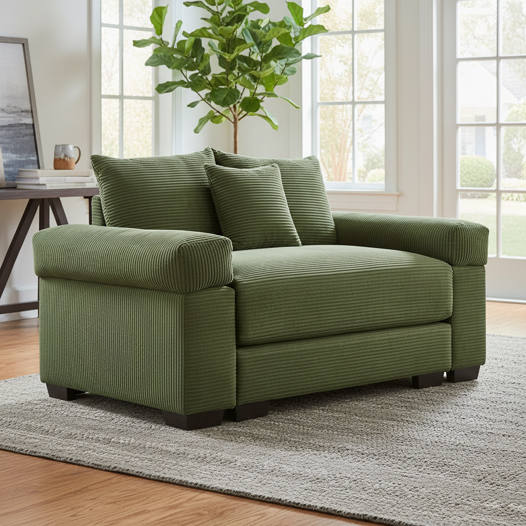 Albany 54.3" 1 Piece Oversized Corduroy Modular Armchair