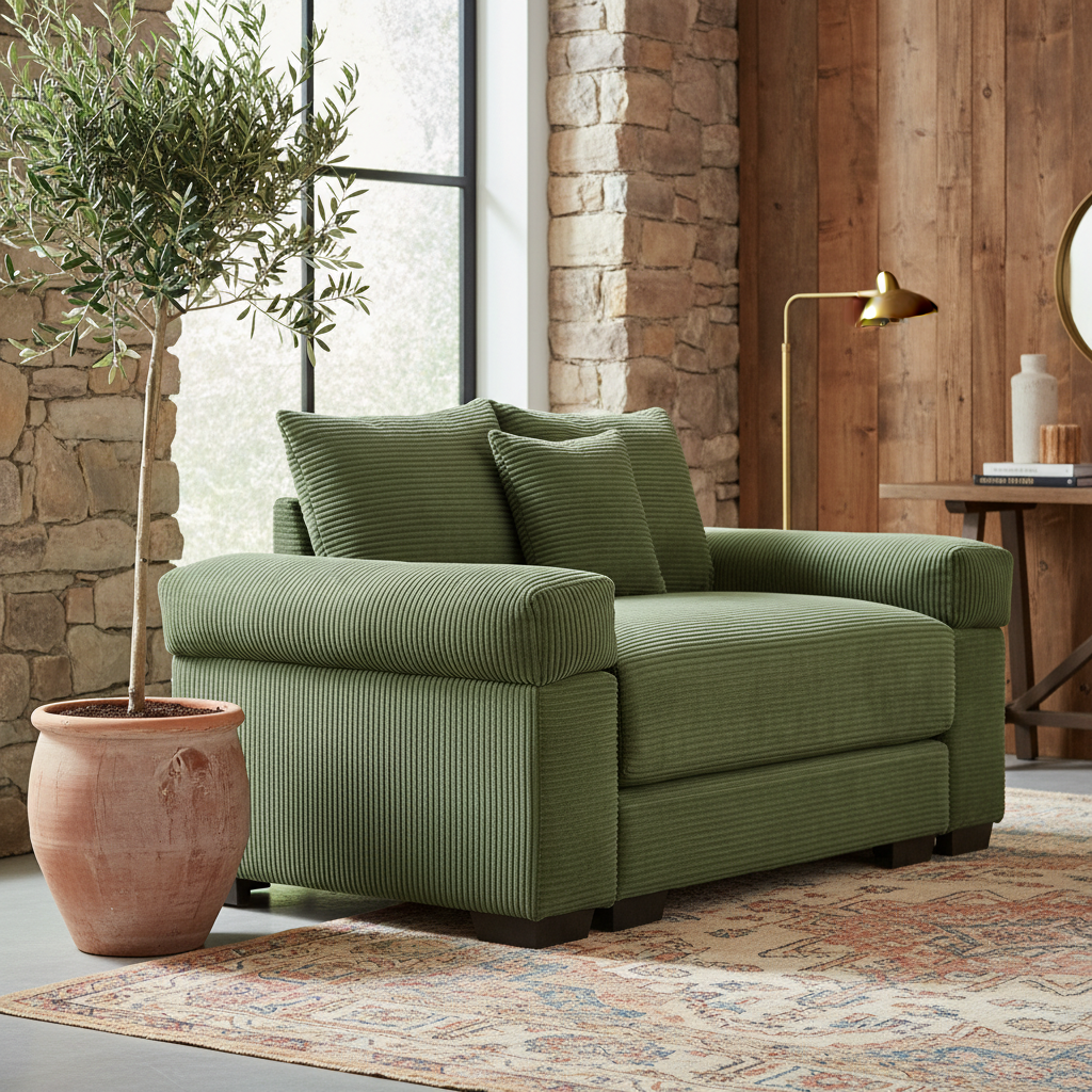 Albany 54.3" 1 Piece Oversized Corduroy Modular Armchair