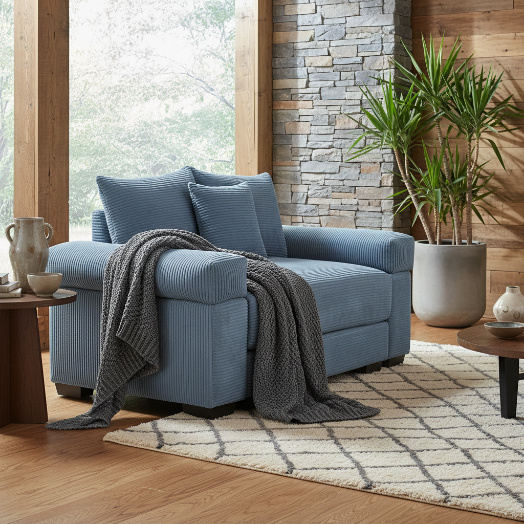 Albany 54.3" 1 Piece Oversized Corduroy Modular Armchair