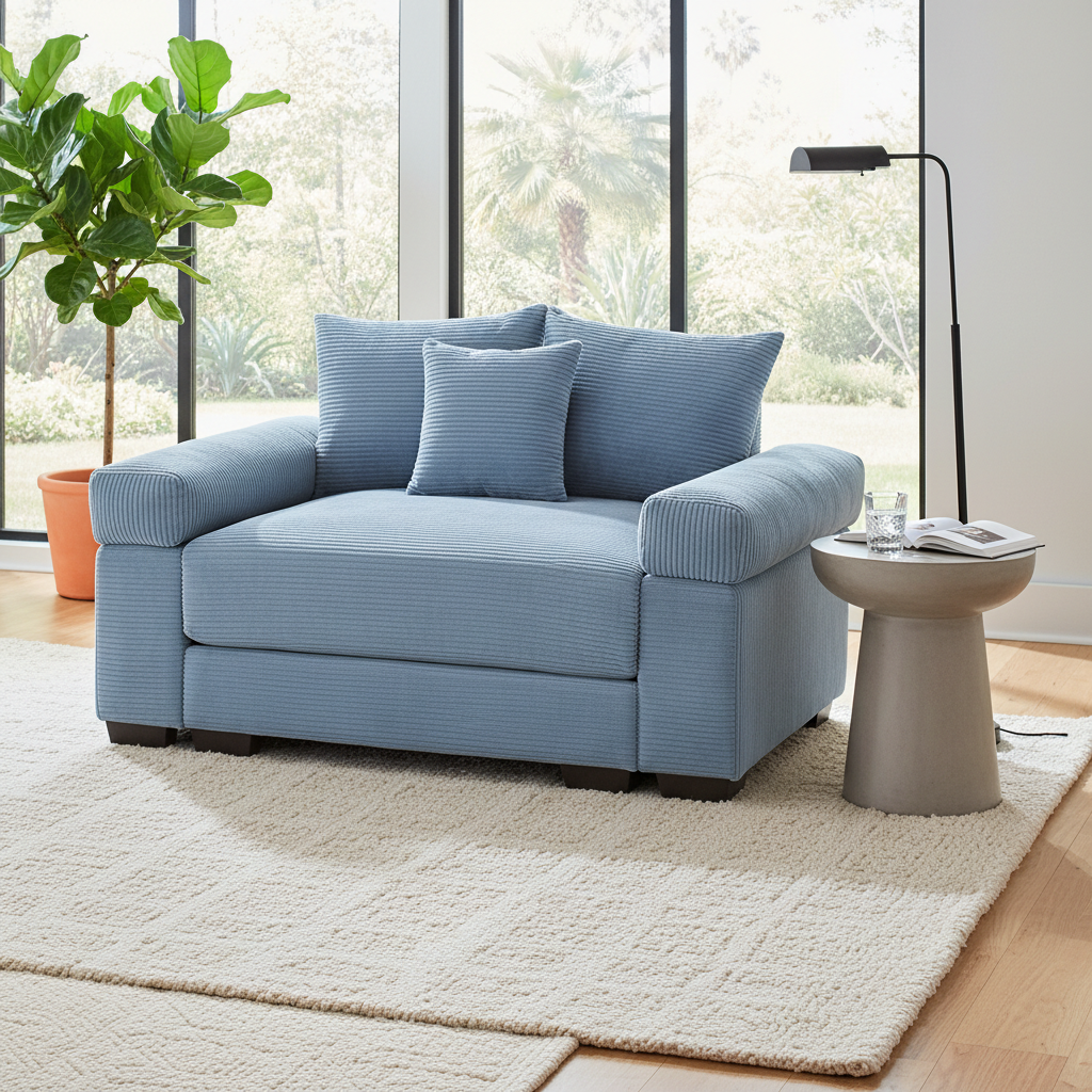 Albany 54.3" 1 Piece Oversized Corduroy Modular Armchair