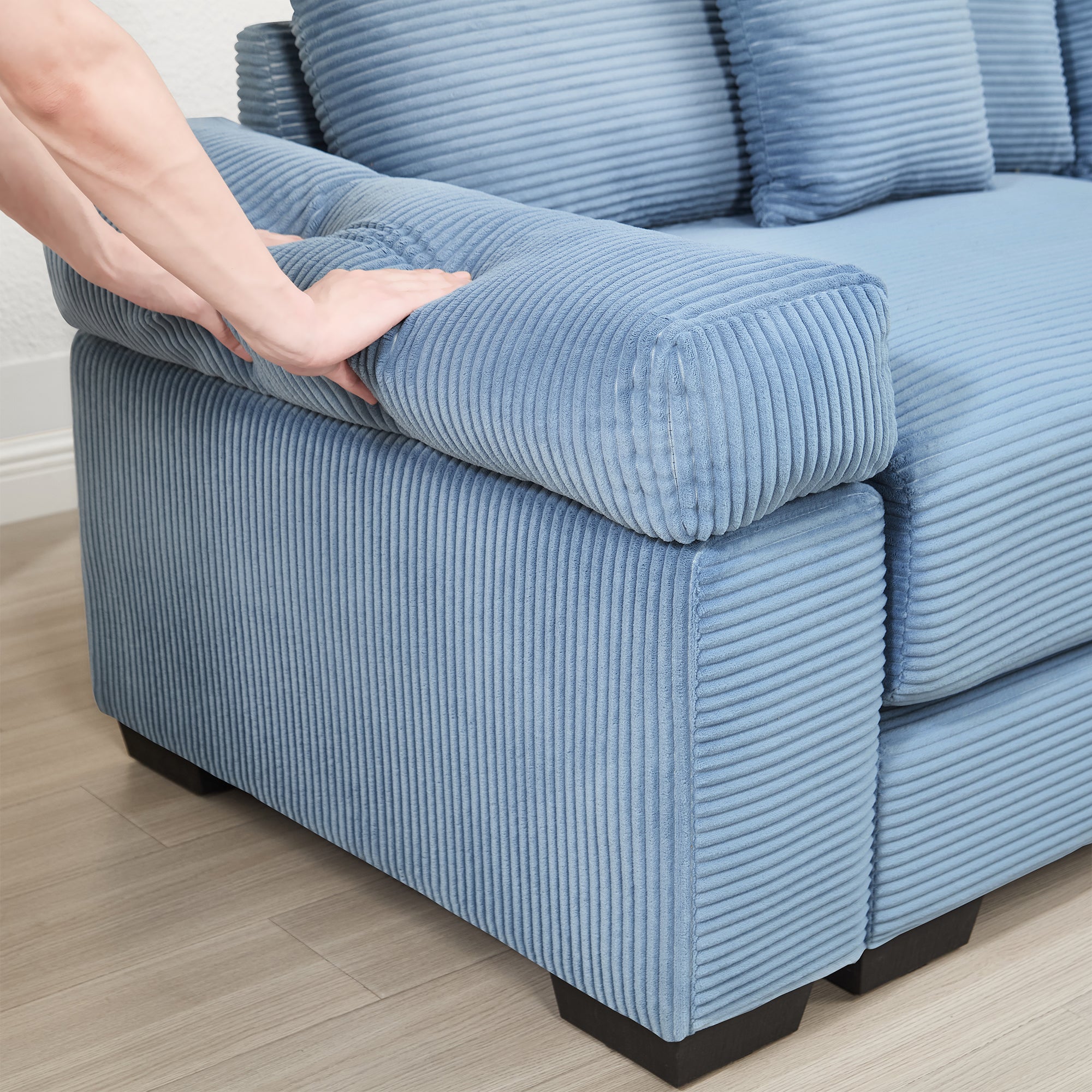 Albany 130" Modular Corduroy Cloud U-Shaped Sectional Sofa with Ottomans
