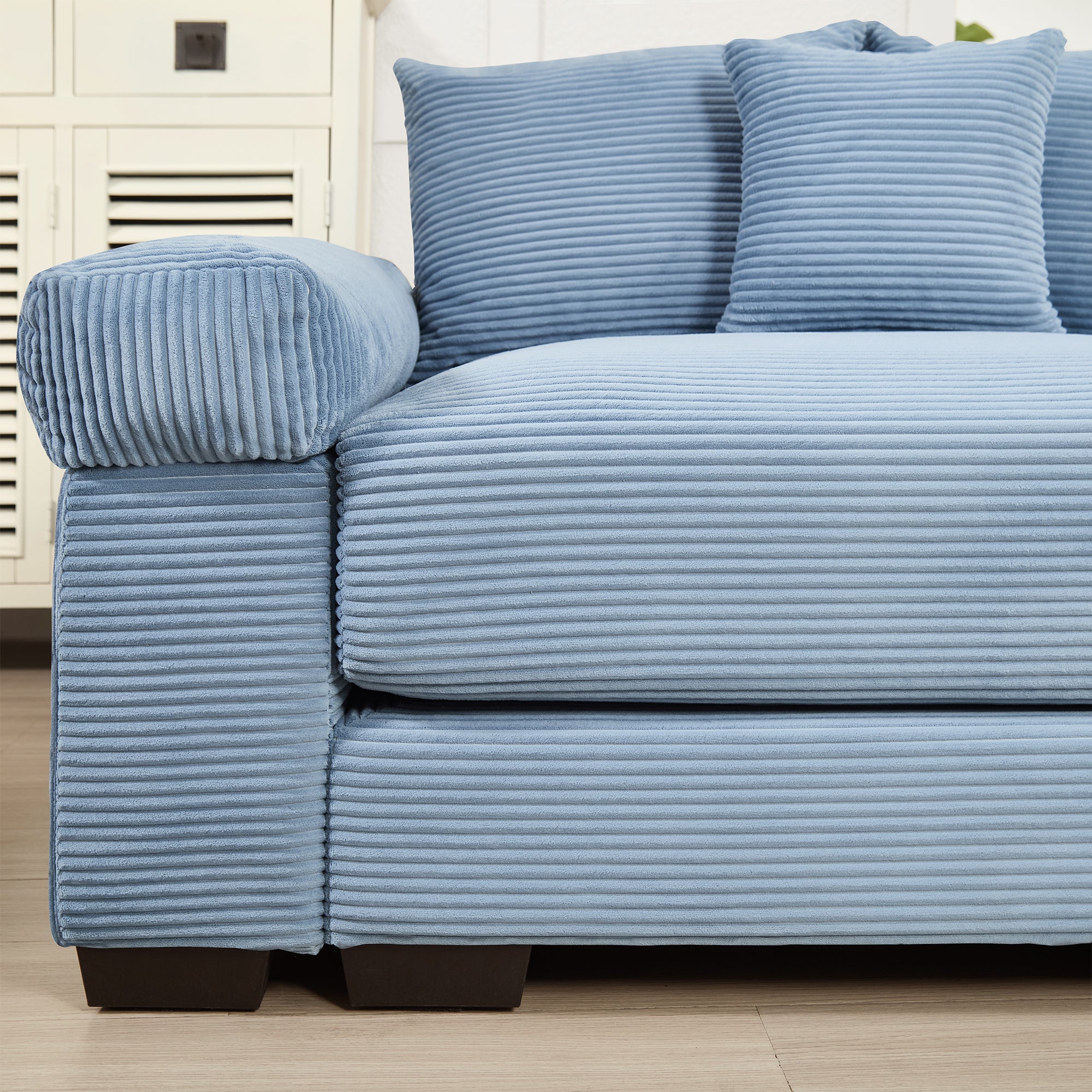 Albany 130" Modular Corduroy Cloud U-Shaped Sectional Sofa with Ottomans