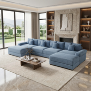 Albany 168" Modular Corduroy Cloud U-Shaped Sectional Sofa with Ottomans
