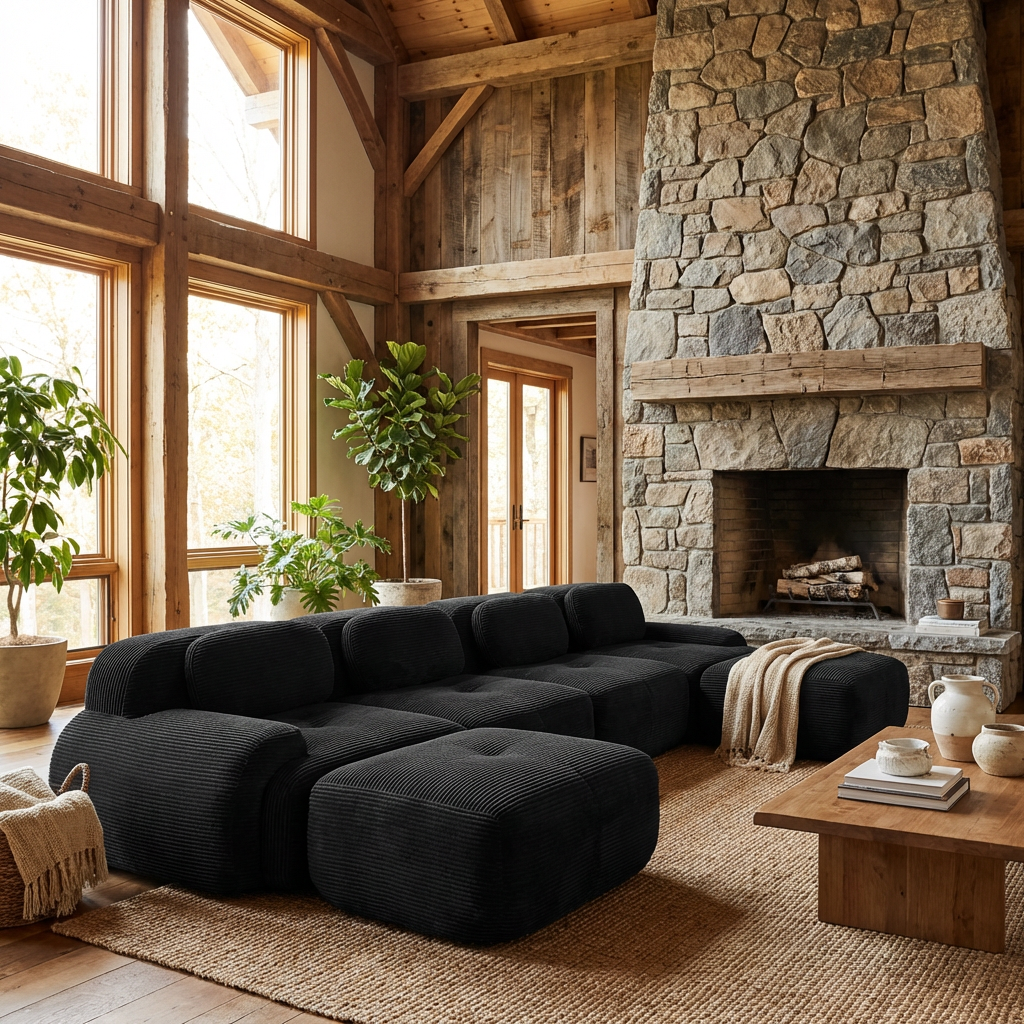 Anchorage 152" Modular Corduroy U-Shaped Sectional Sofa with Extra-Wide Armrests
