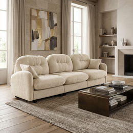 Roselyn 107" Modular Chenille Cloud 3-Seater Sofa with Elegant Armrests