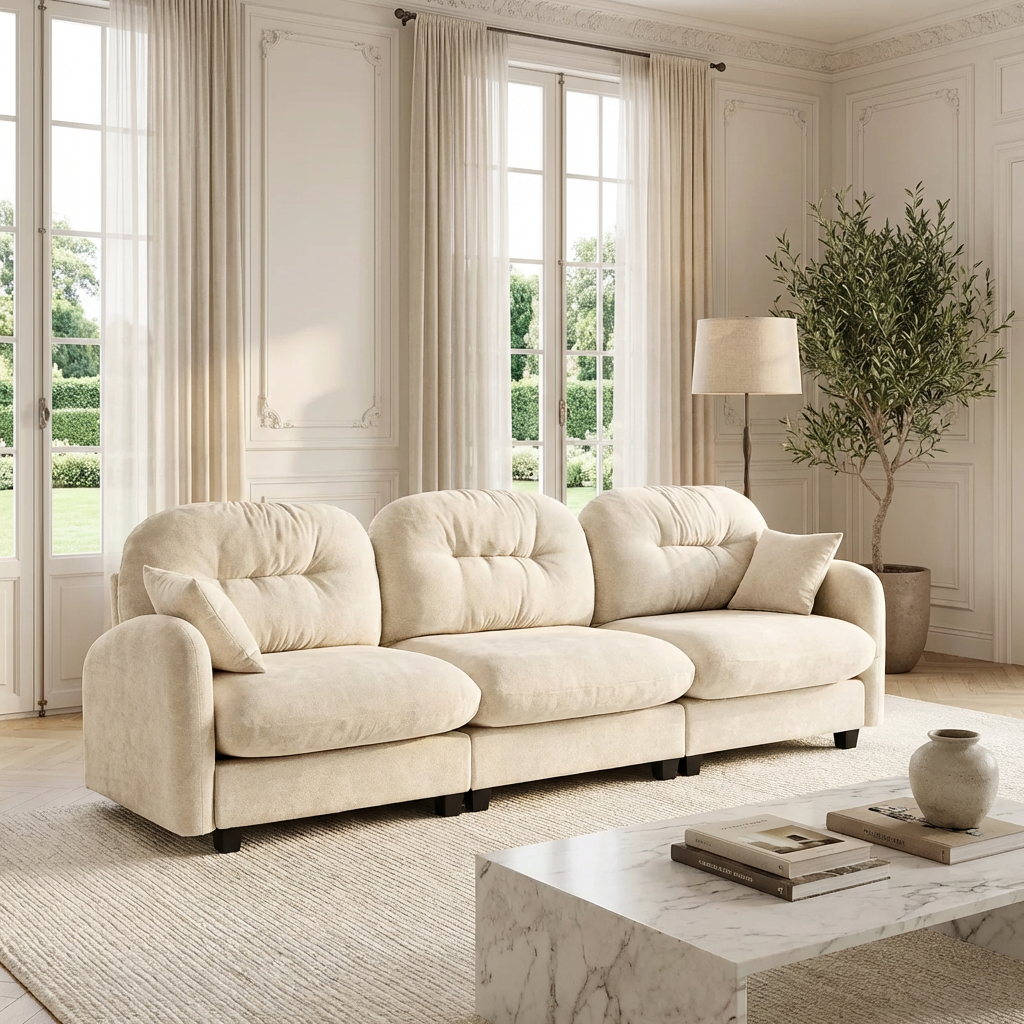 Roselyn 107" Modular Chenille Cloud 3-Seater Sofa with Elegant Armrests