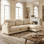 Roselyn 107" Modular Chenille Cloud L-Shaped Sectional Sofa with Ottoman