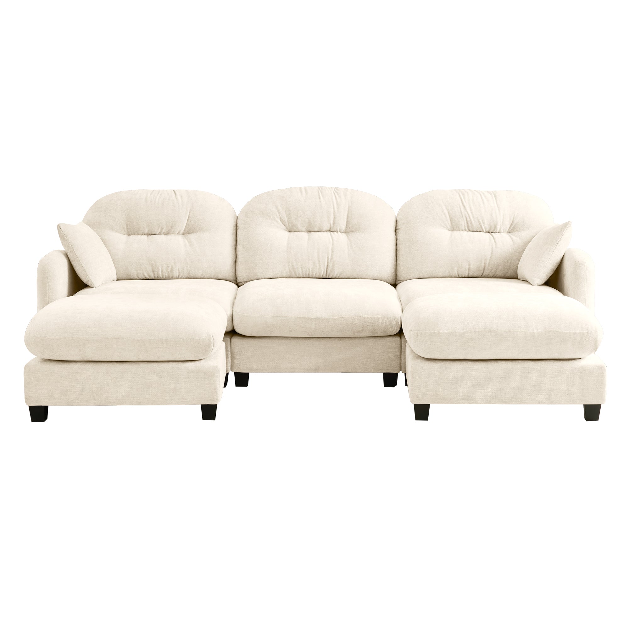 Roselyn 107" Chenille U-Shaped Sectional Sofa with 2 Ottomans and Tufted Backrest