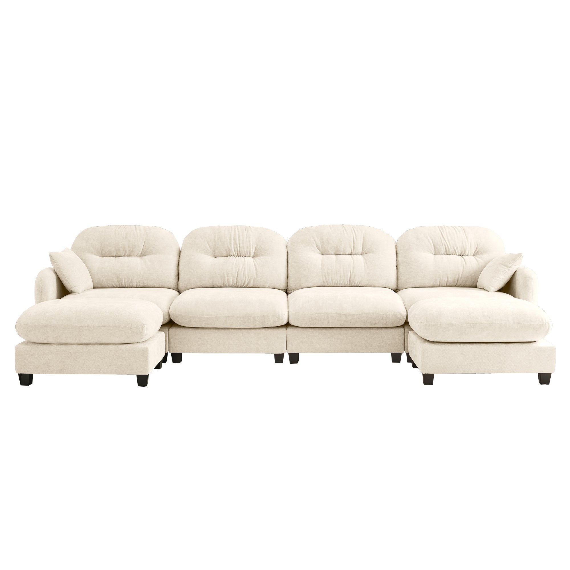 Roselyn 140" Modular Chenille U-Shaped Sectional Sofa with Ottoman and Tufted Cushion Backrest