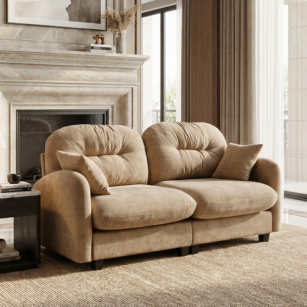 Roselyn 74" Modular Chenille Cloud Loveseat Sofa with Tufted Cushion Backrest