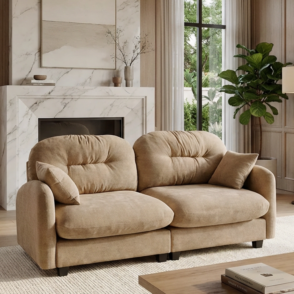 Roselyn 74" Modular Chenille Cloud Loveseat Sofa with Tufted Cushion Backrest