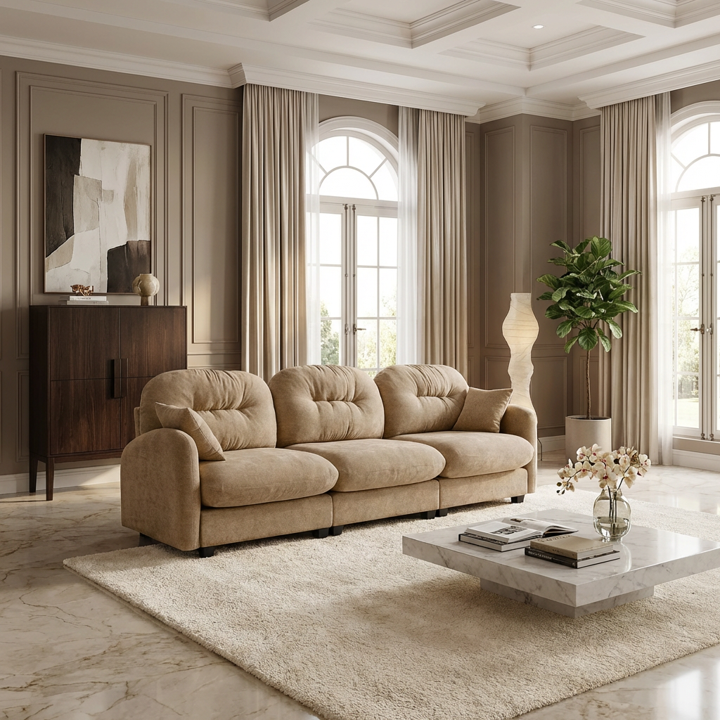 Roselyn 107" Modular Chenille Cloud 3-Seater Sofa with Elegant Armrests