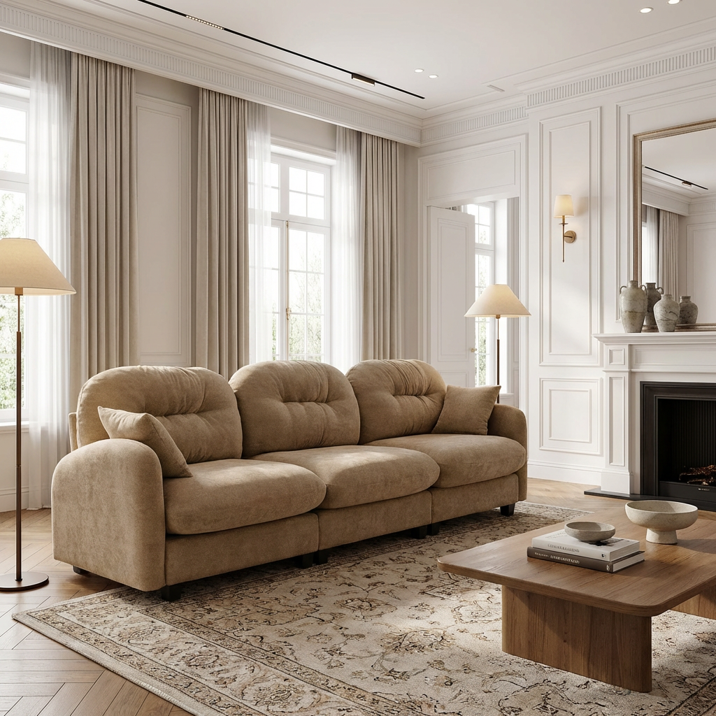 Roselyn 107" Modular Chenille Cloud 3-Seater Sofa with Elegant Armrests