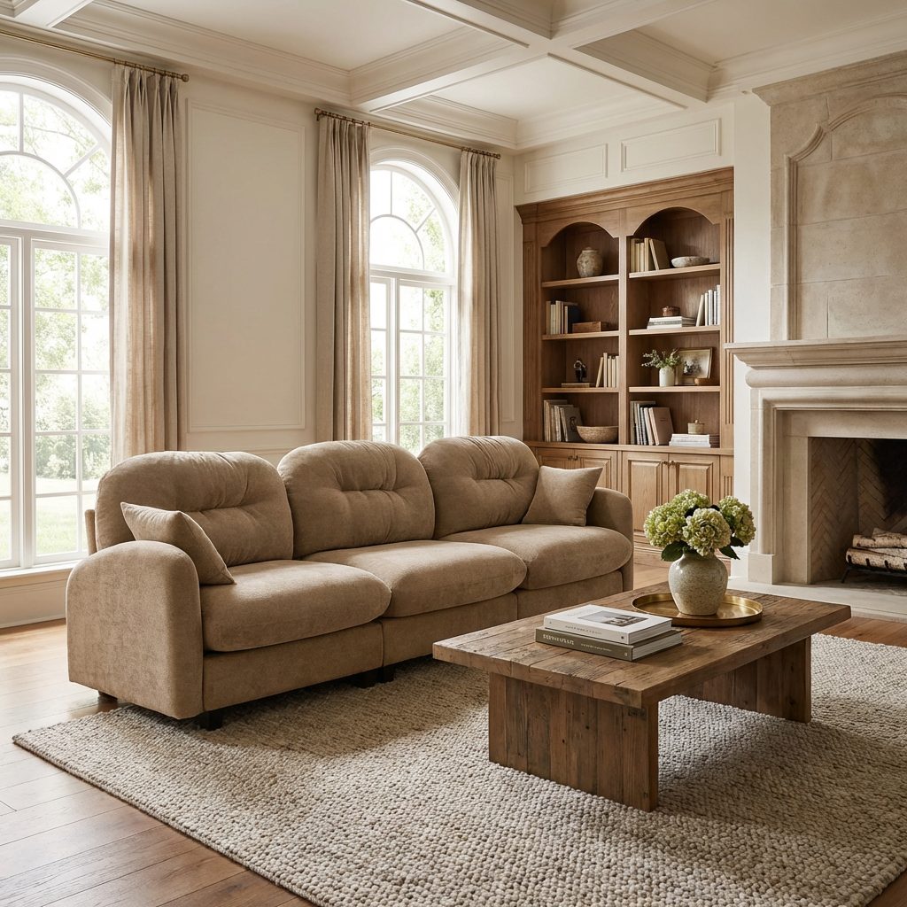 Roselyn 107" Modular Chenille Cloud 3-Seater Sofa with Elegant Armrests
