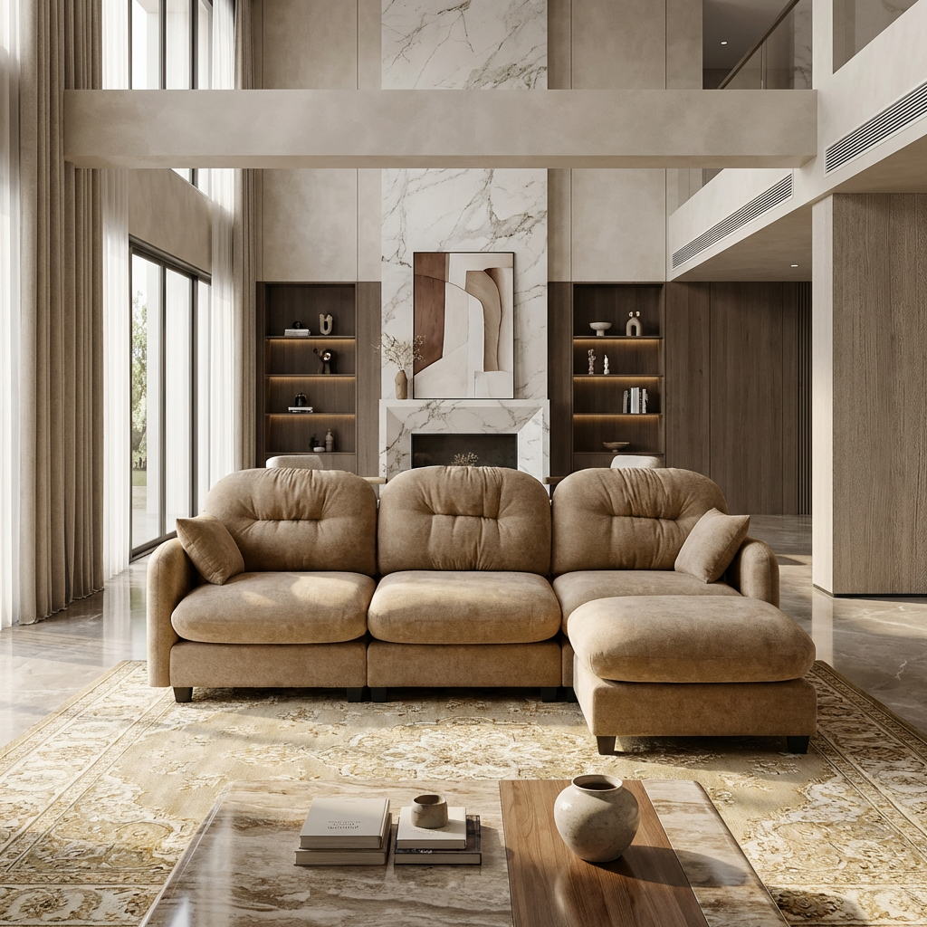 Roselyn 107" Modular Chenille Cloud L-Shaped Sectional Sofa with Ottoman
