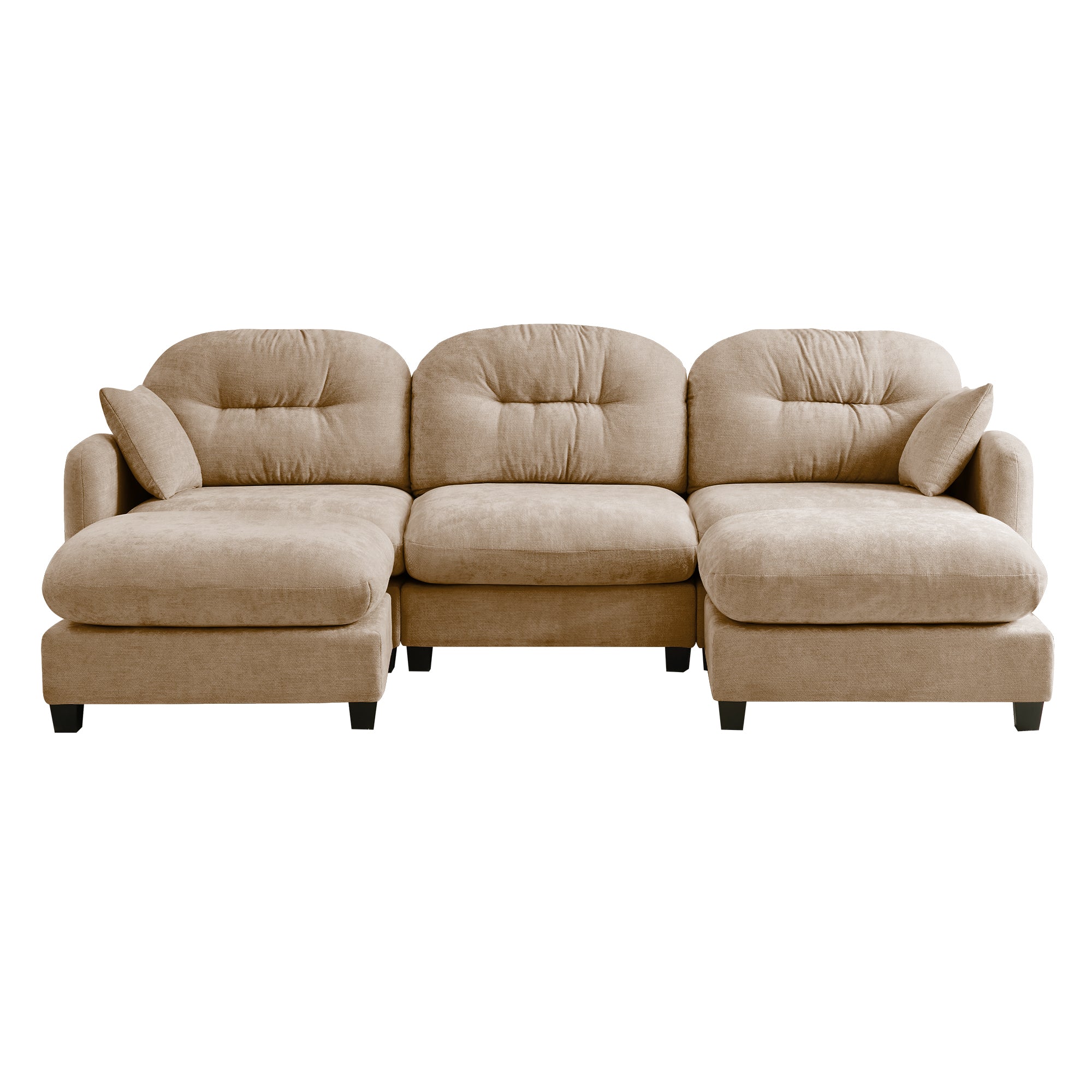 Roselyn 107" Chenille U-Shaped Sectional Sofa with 2 Ottomans and Tufted Backrest