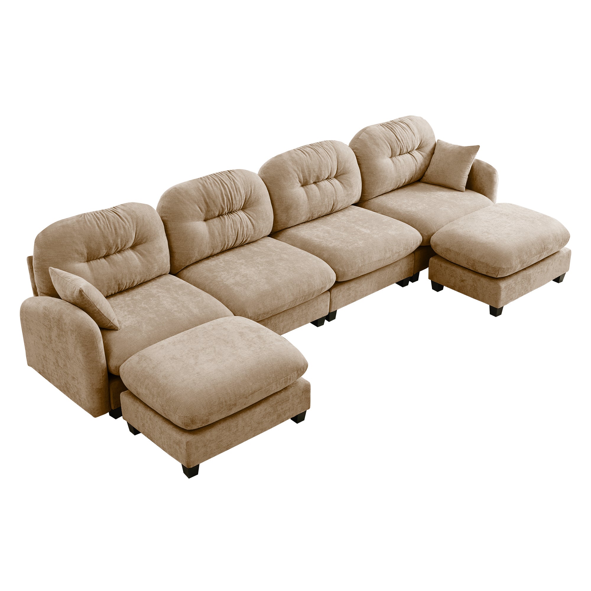 Roselyn 140" Modular Chenille U-Shaped Sectional Sofa with Ottoman and Tufted Cushion Backrest
