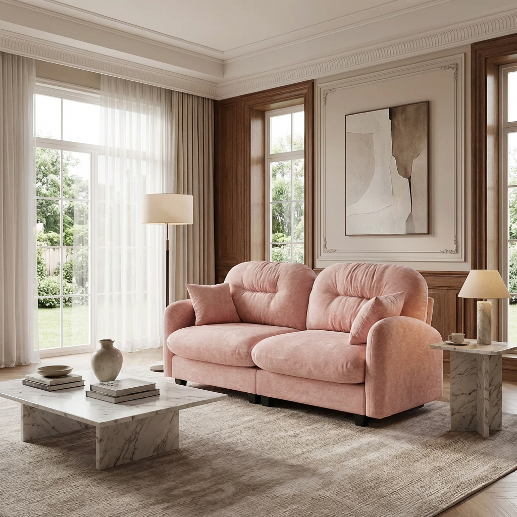 Roselyn 74" Modular Chenille Cloud Loveseat Sofa with Tufted Cushion Backrest